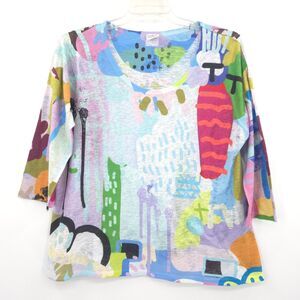 Et' Lois womens abstract artsy lightweight knit top Size 1X art-to-wear